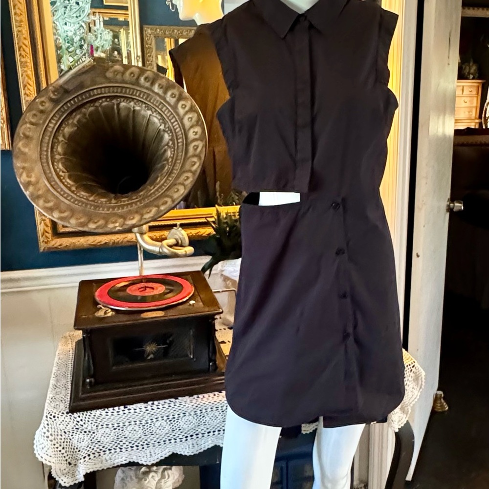 Milly Sleeveless Black Button-Up Dress